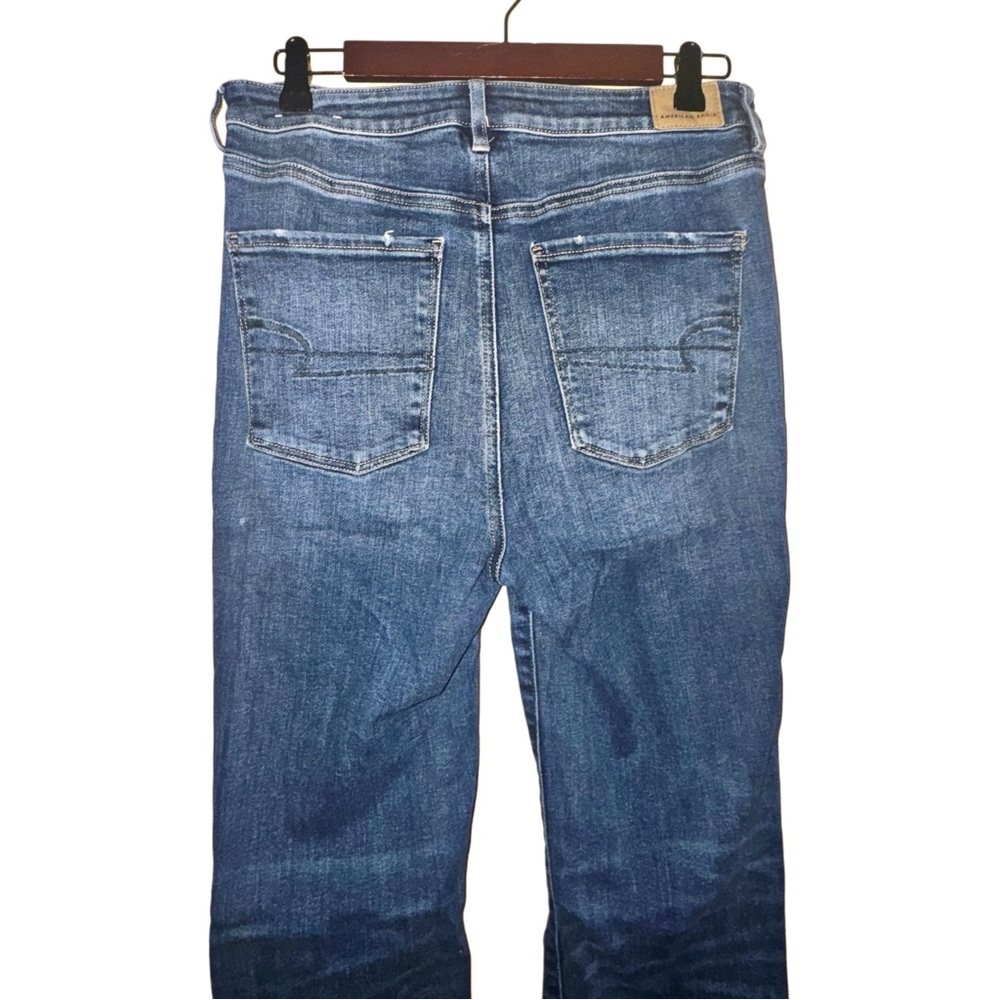 AEO High Rise Super Stretch & Flare Splattered Distressed Jeans - Picture 5 of 14